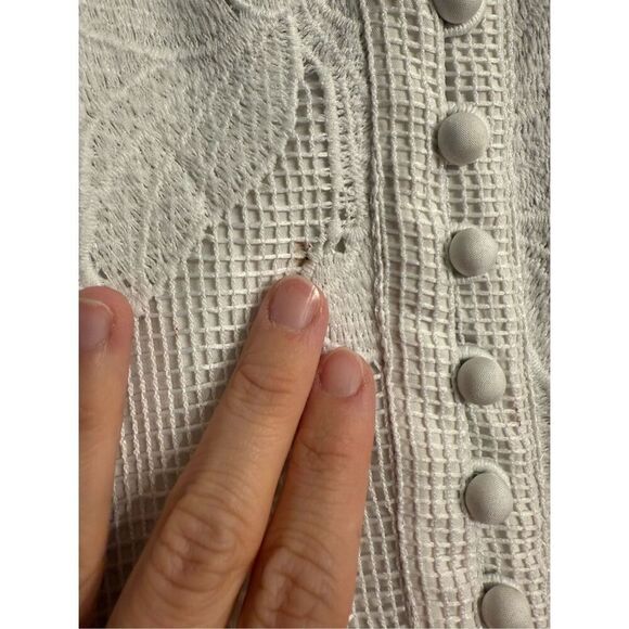 Anthropologie Mare Mare Off White Embroidered Floral Netted Mini Dress Medium - Picture 4 of 9